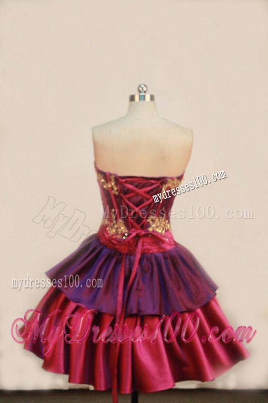 Detachable Tiers Dress for Sweet 15 with Gold Appliques and Red Sash